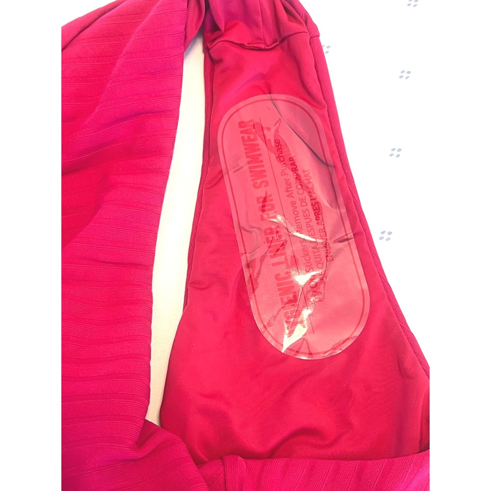 BOND-EYE Australia One Piece Swimsuit L Square Neckline Raspberry Ribbed NWT - Picture 6 of 6